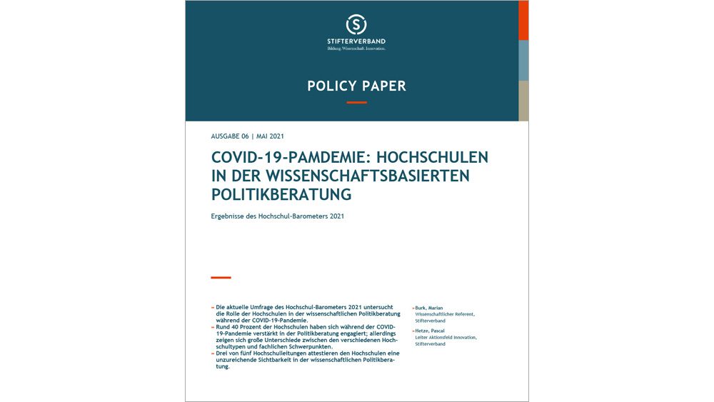 Policy Paper "Hochschulen in der wissenschaftlichen Politikberatung" (Cover)